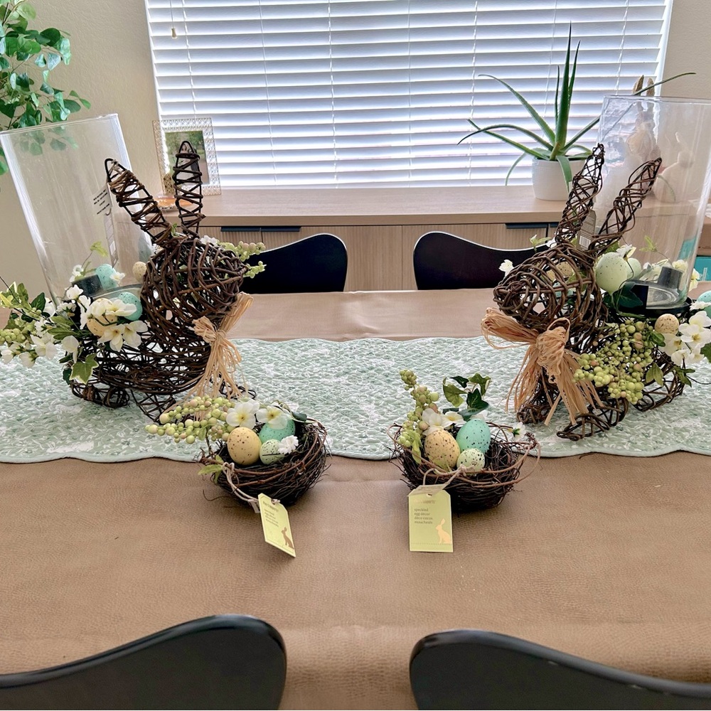 Pier I Imports Easter Bunny and Egg Table Decor Set